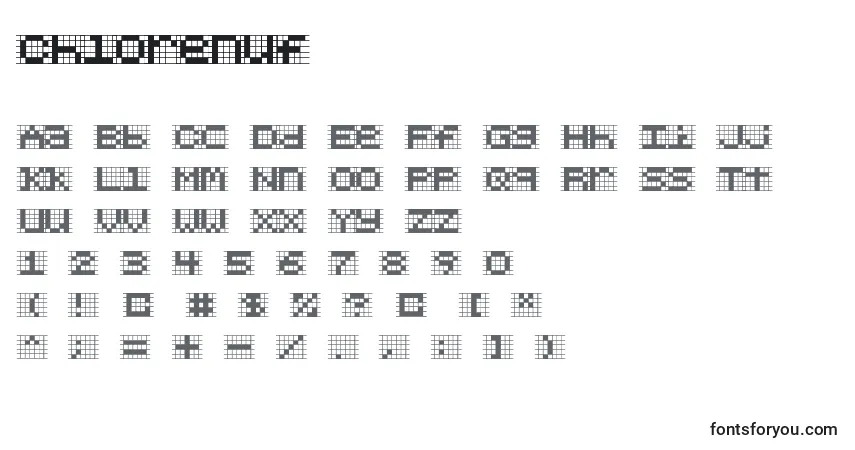 Chlorenuf Font – alphabet, numbers, special characters