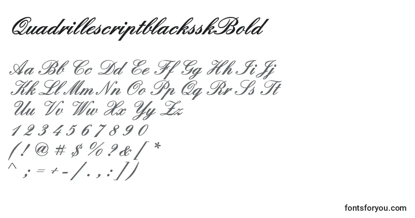 Czcionka QuadrillescriptblacksskBold – alfabet, cyfry, specjalne znaki