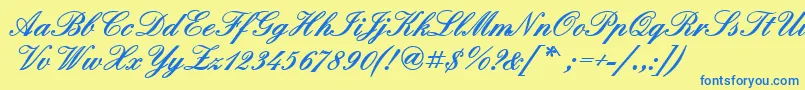 QuadrillescriptblacksskBold Font – Blue Fonts on Yellow Background