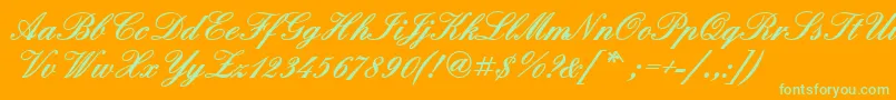 QuadrillescriptblacksskBold-Schriftart – Grüne Schriften auf orangefarbenem Hintergrund