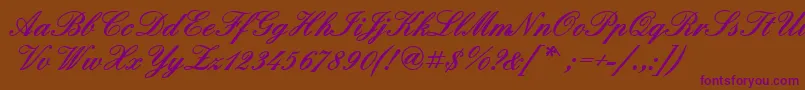 QuadrillescriptblacksskBold-Schriftart – Violette Schriften auf braunem Hintergrund