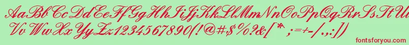 QuadrillescriptblacksskBold Font – Red Fonts on Green Background