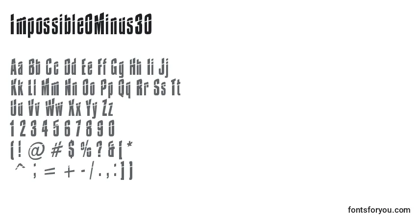 A fonte Impossible0Minus30 – alfabeto, números, caracteres especiais