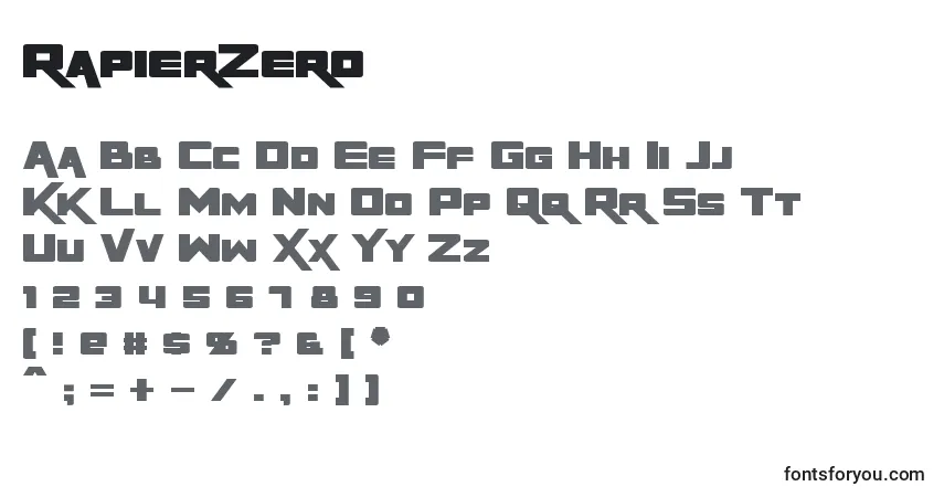 RapierZero Font – alphabet, numbers, special characters