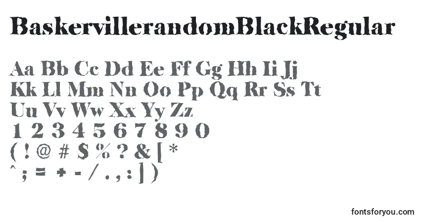 BaskervillerandomBlackRegular-fontti – aakkoset, numerot, erikoismerkit