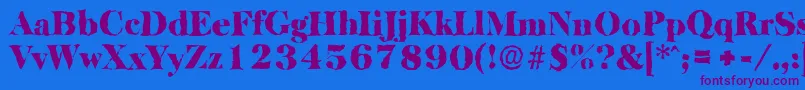 BaskervillerandomBlackRegular Font – Purple Fonts on Blue Background