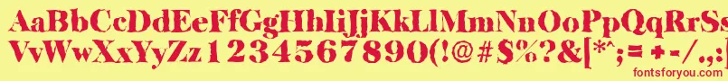 BaskervillerandomBlackRegular Font – Red Fonts on Yellow Background