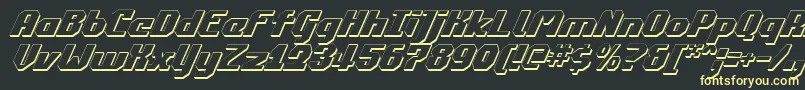 Commonwealth3DItalic-Schriftart – Gelbe Schriften auf schwarzem Hintergrund