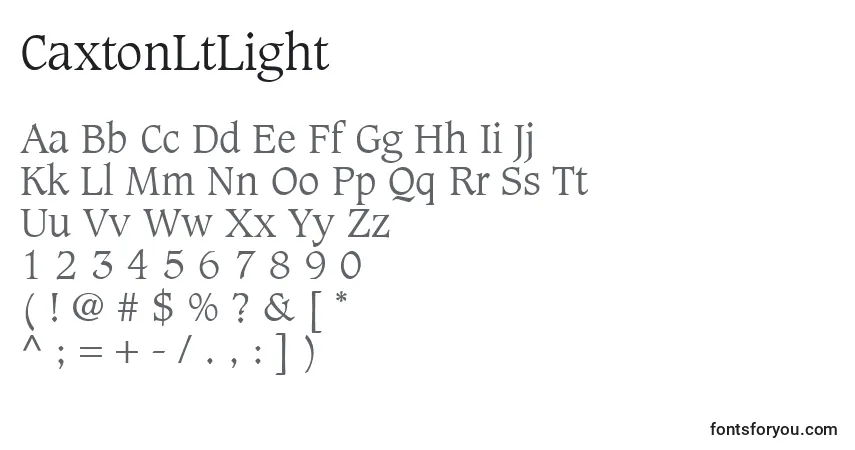 CaxtonLtLightフォント–アルファベット、数字、特殊文字