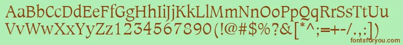 CaxtonLtLight Font – Brown Fonts on Green Background