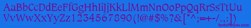 CaxtonLtLight-Schriftart – Violette Schriften auf blauem Hintergrund