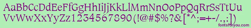 CaxtonLtLight-Schriftart – Violette Schriften auf grünem Hintergrund