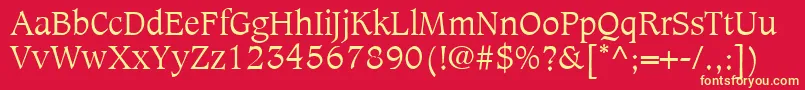 フォントCaxtonLtLight – 黄色の文字、赤い背景