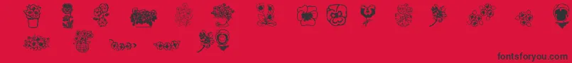 Pansies4sheila2-Schriftart – Schwarze Schriften auf rotem Hintergrund