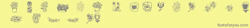 Czcionka Pansies4sheila2 – szare czcionki na żółtym tle
