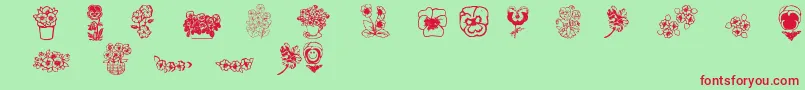 Pansies4sheila2 Font – Red Fonts on Green Background