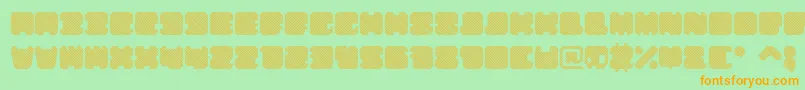 フォントShdTechnotypeItalic – オレンジの文字が緑の背景にあります。