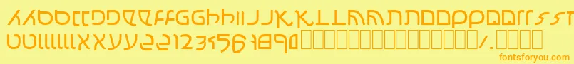 フォントConfusion – オレンジの文字が黄色の背景にあります。