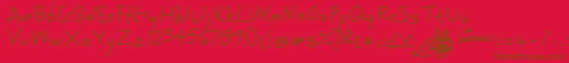 Simplylin-Schriftart – Braune Schriften auf rotem Hintergrund
