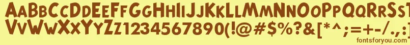 TintinMajusculesBold Font – Brown Fonts on Yellow Background