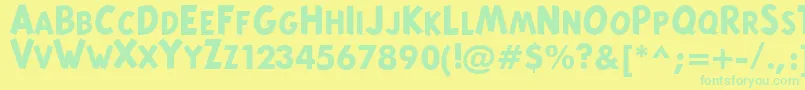 TintinMajusculesBold Font – Green Fonts on Yellow Background