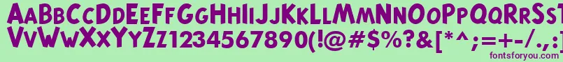 TintinMajusculesBold Font – Purple Fonts on Green Background