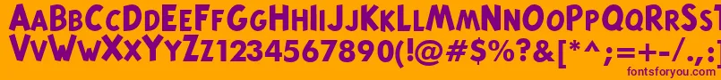 TintinMajusculesBold Font – Purple Fonts on Orange Background