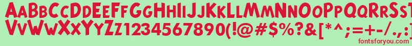 TintinMajusculesBold Font – Red Fonts on Green Background
