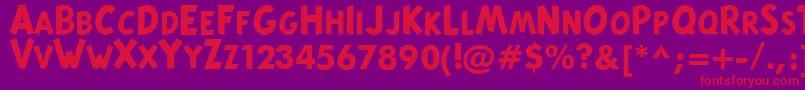 TintinMajusculesBold Font – Red Fonts on Purple Background