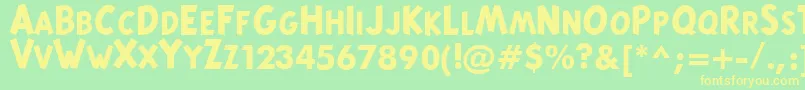 TintinMajusculesBold Font – Yellow Fonts on Green Background