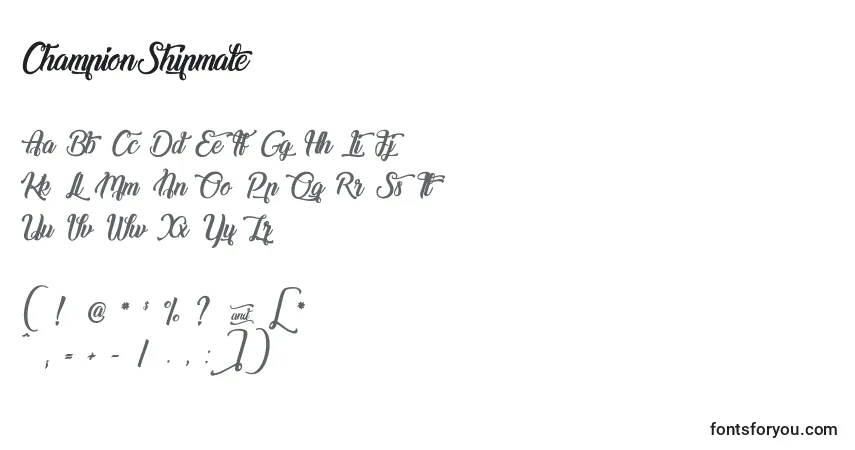 Czcionka ChampionShipmate – alfabet, cyfry, specjalne znaki