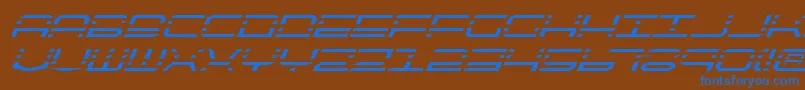 Qqv2i-Schriftart – Blaue Schriften auf braunem Hintergrund