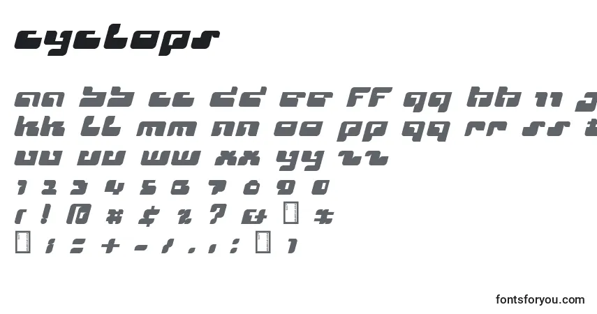 A fonte Cyclops – alfabeto, números, caracteres especiais