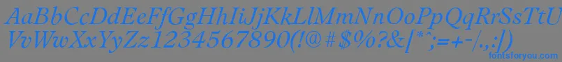 LeamingtonserialLightItalic-Schriftart – Blaue Schriften auf grauem Hintergrund