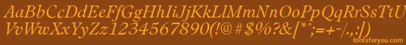 LeamingtonserialLightItalic Font – Orange Fonts on Brown Background