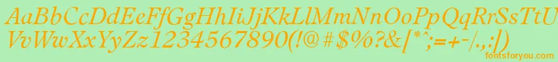 LeamingtonserialLightItalic Font – Orange Fonts on Green Background