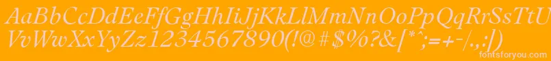 LeamingtonserialLightItalic-fontti – vaaleanpunaiset fontit oranssilla taustalla