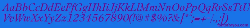 LeamingtonserialLightItalic Font – Purple Fonts on Blue Background