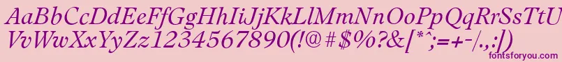 LeamingtonserialLightItalic Font – Purple Fonts on Pink Background