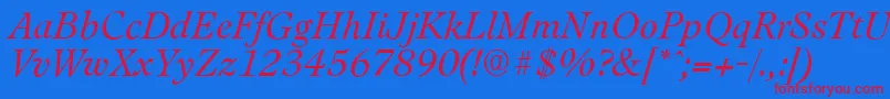 LeamingtonserialLightItalic Font – Red Fonts on Blue Background