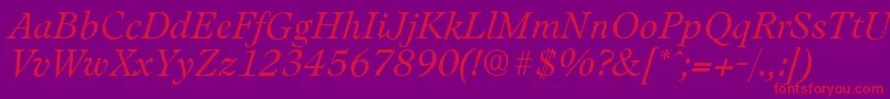 Шрифт LeamingtonserialLightItalic – красные шрифты на фиолетовом фоне