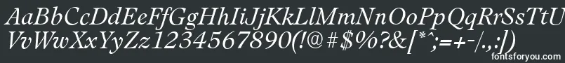 フォントLeamingtonserialLightItalic – 黒い背景に白い文字