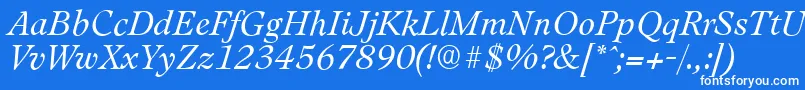 フォントLeamingtonserialLightItalic – 青い背景に白い文字