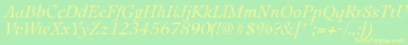 LeamingtonserialLightItalic Font – Yellow Fonts on Green Background