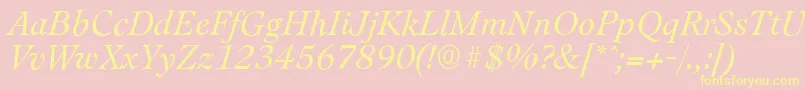 LeamingtonserialLightItalic Font – Yellow Fonts on Pink Background