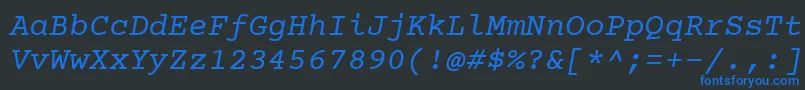 Fonte CourierPrimeItalic – fontes azuis em um fundo preto