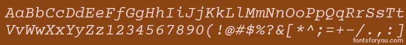 CourierPrimeItalic-fontti – vaaleanpunaiset fontit ruskealla taustalla