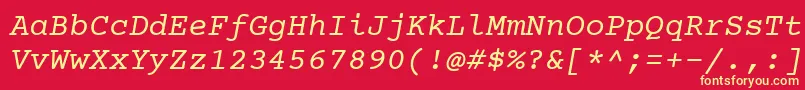 Czcionka CourierPrimeItalic – żółte czcionki na czerwonym tle