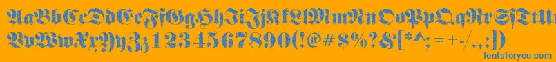 Frakturbrokenglass2Regular-Schriftart – Blaue Schriften auf orangefarbenem Hintergrund
