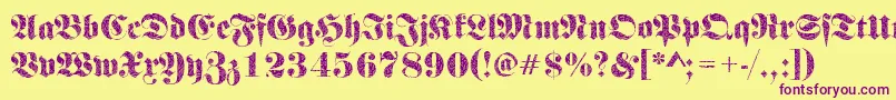 Frakturbrokenglass2Regular Font – Purple Fonts on Yellow Background